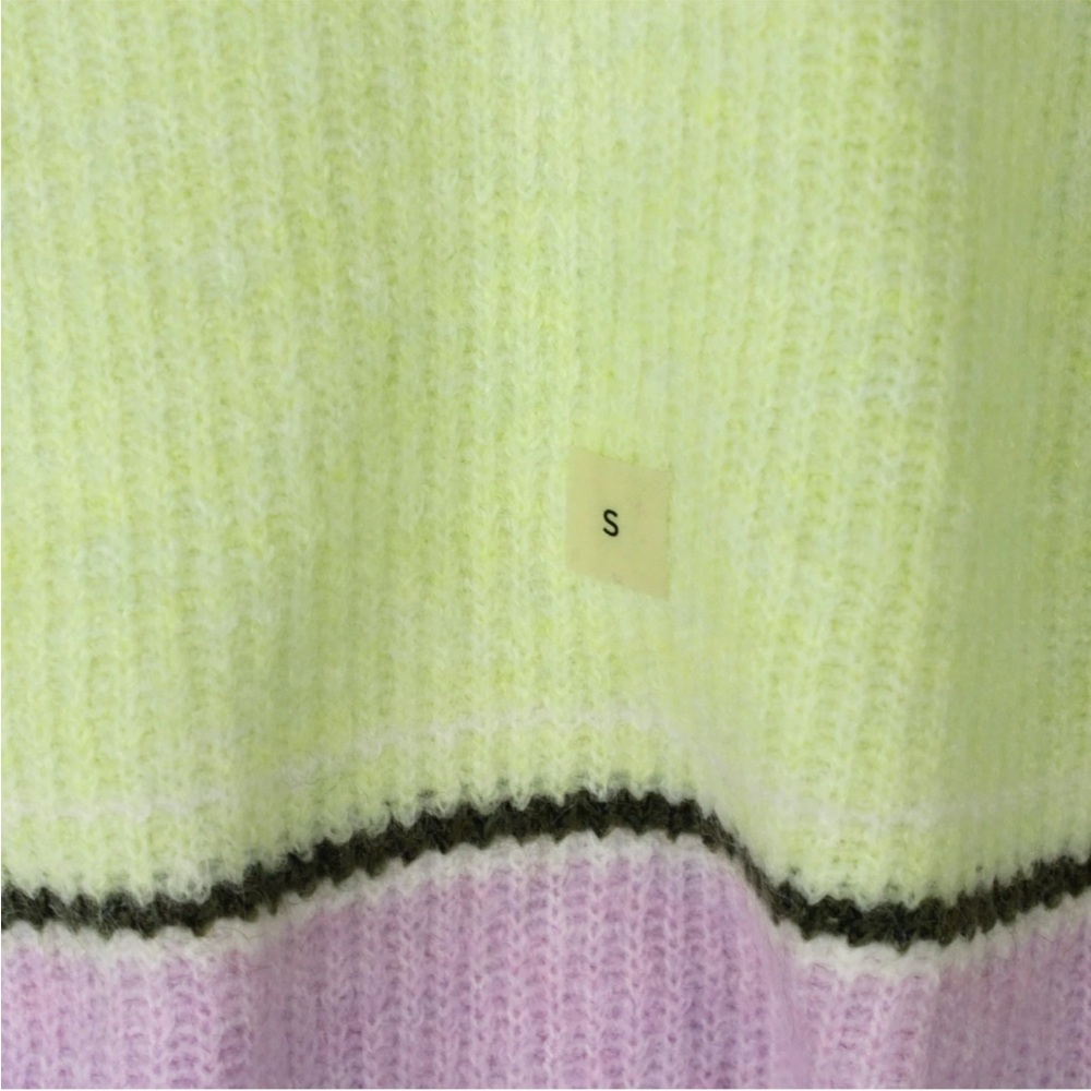 NWT Ann Taylor Striped Colorblock Crew Neck Ribbed Sweater Small White Chunky S - Picture 9 of 12